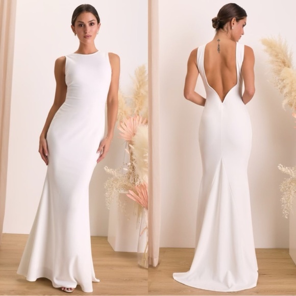 Lulus Va Va Voom White Backless Sleeveless Mermaid Maxi Dress Size XXS - Picture 1 of 12